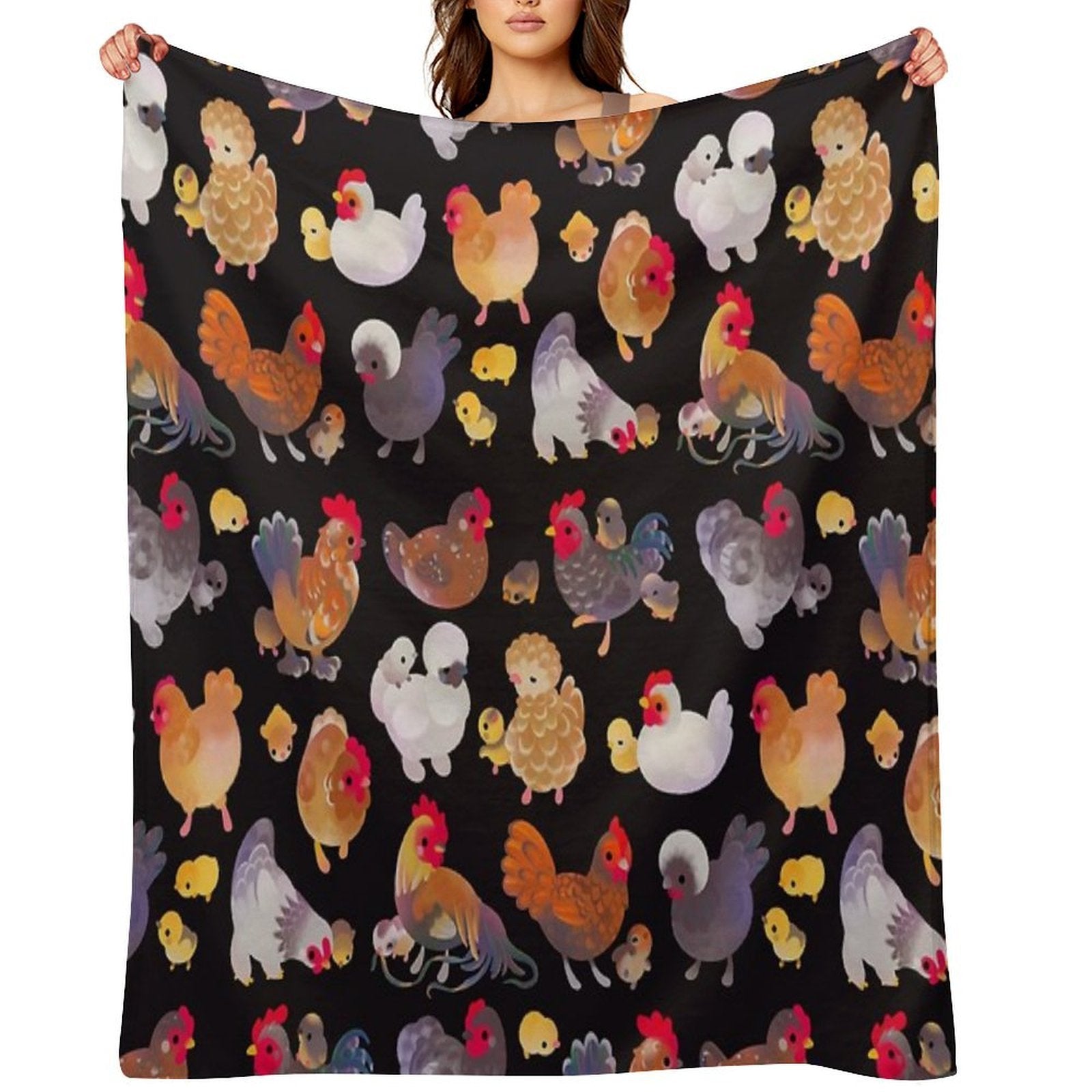 Chicken And Chick - Dark Gift-ready Throw Blanket