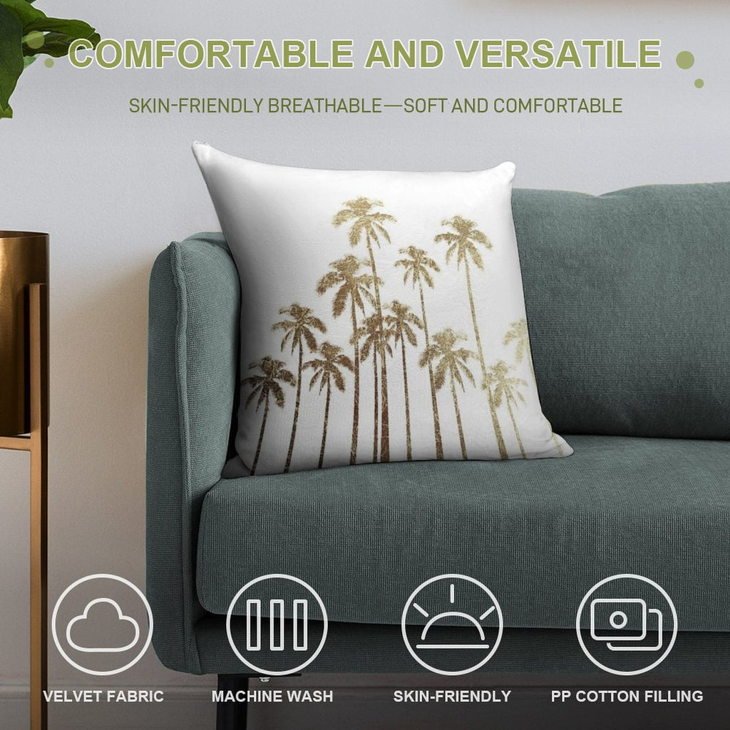 Glamorous Gold Tropical Palm Trees on White Soft Multiple Sizes Throw Pillow