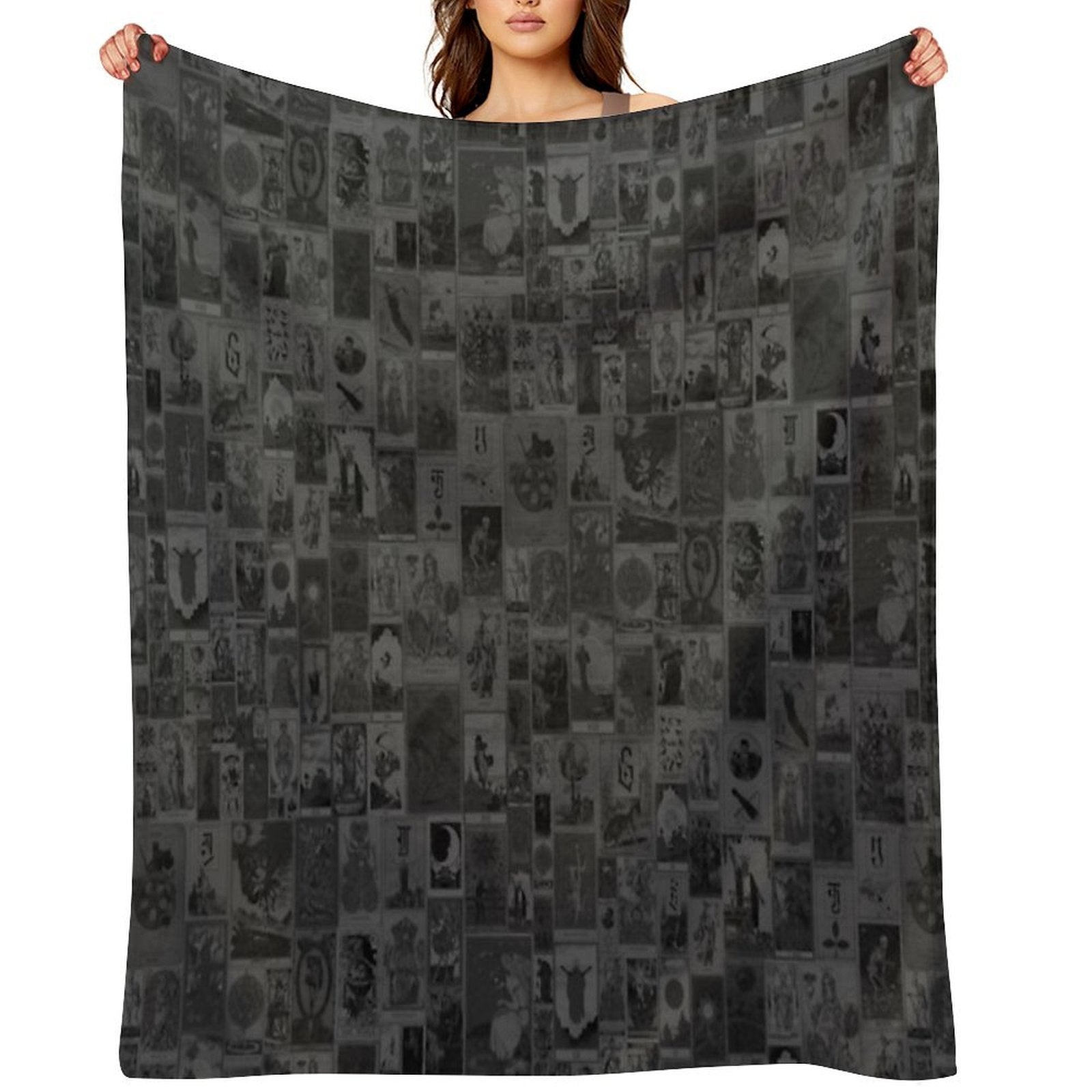 Tarot Card Collage Pattern (Dark) Compact Throw Blanket