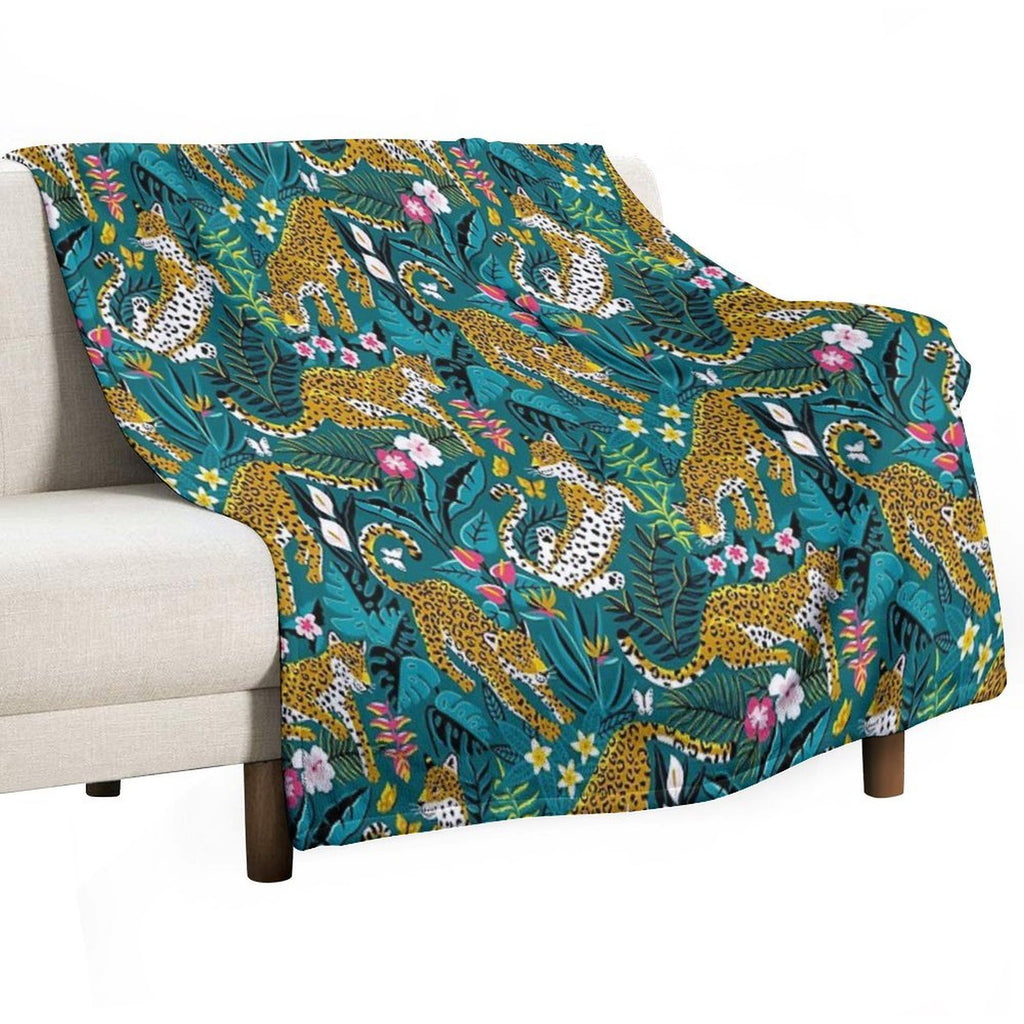 Dancing Jaguar Jungle Wrinkle-free Throw Blanket