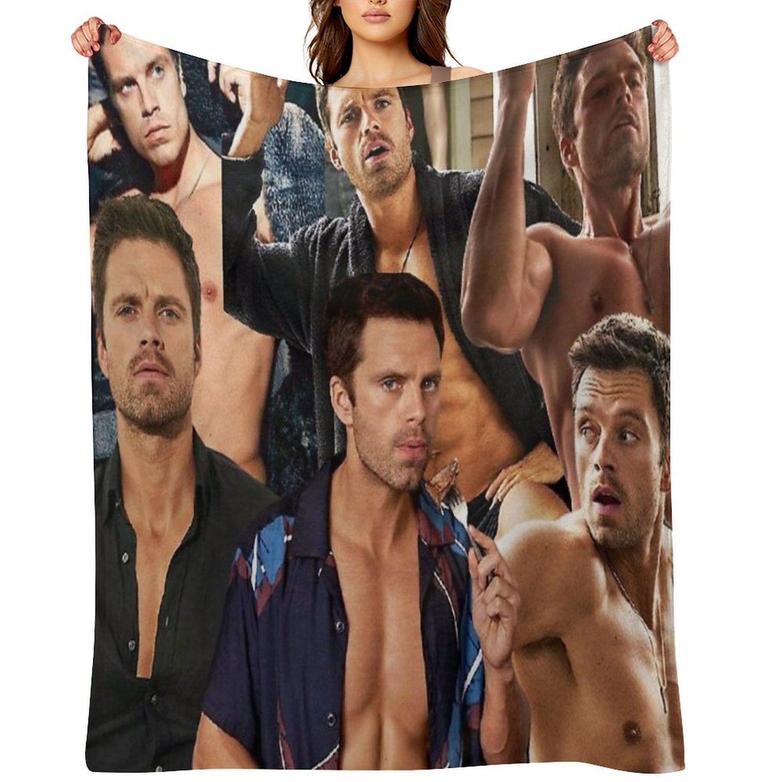 Sebastian Stan Collage Travel-friendly Throw Blanket