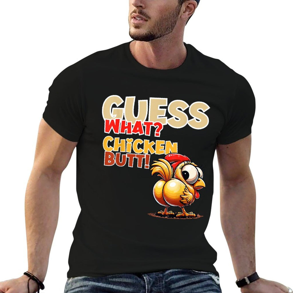 Quess What Chicken Butt Funny Chicken Butt Kids Boys Girls  Polyester Blend T-Shirt