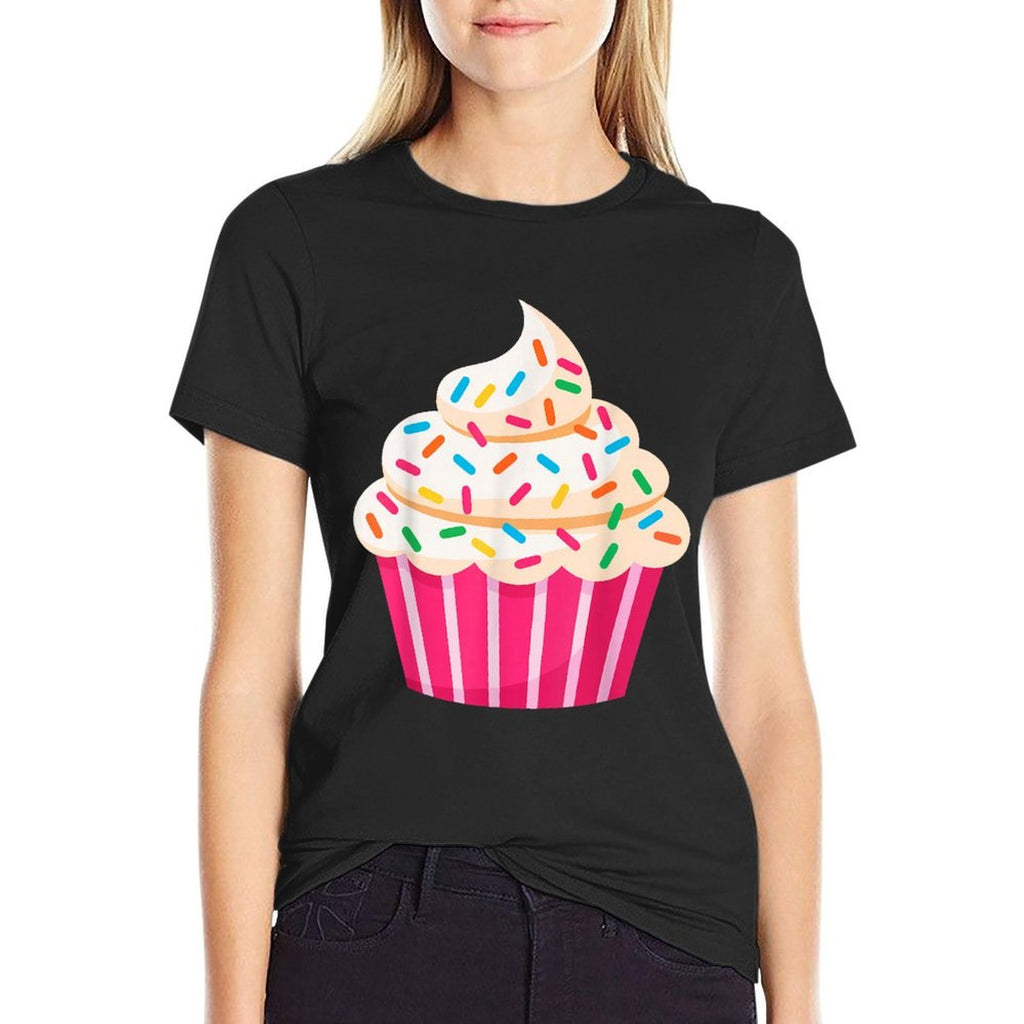 Cupcake Adult Men Women Kids Cupcake Costume  Ribbed Collar T-Shirt