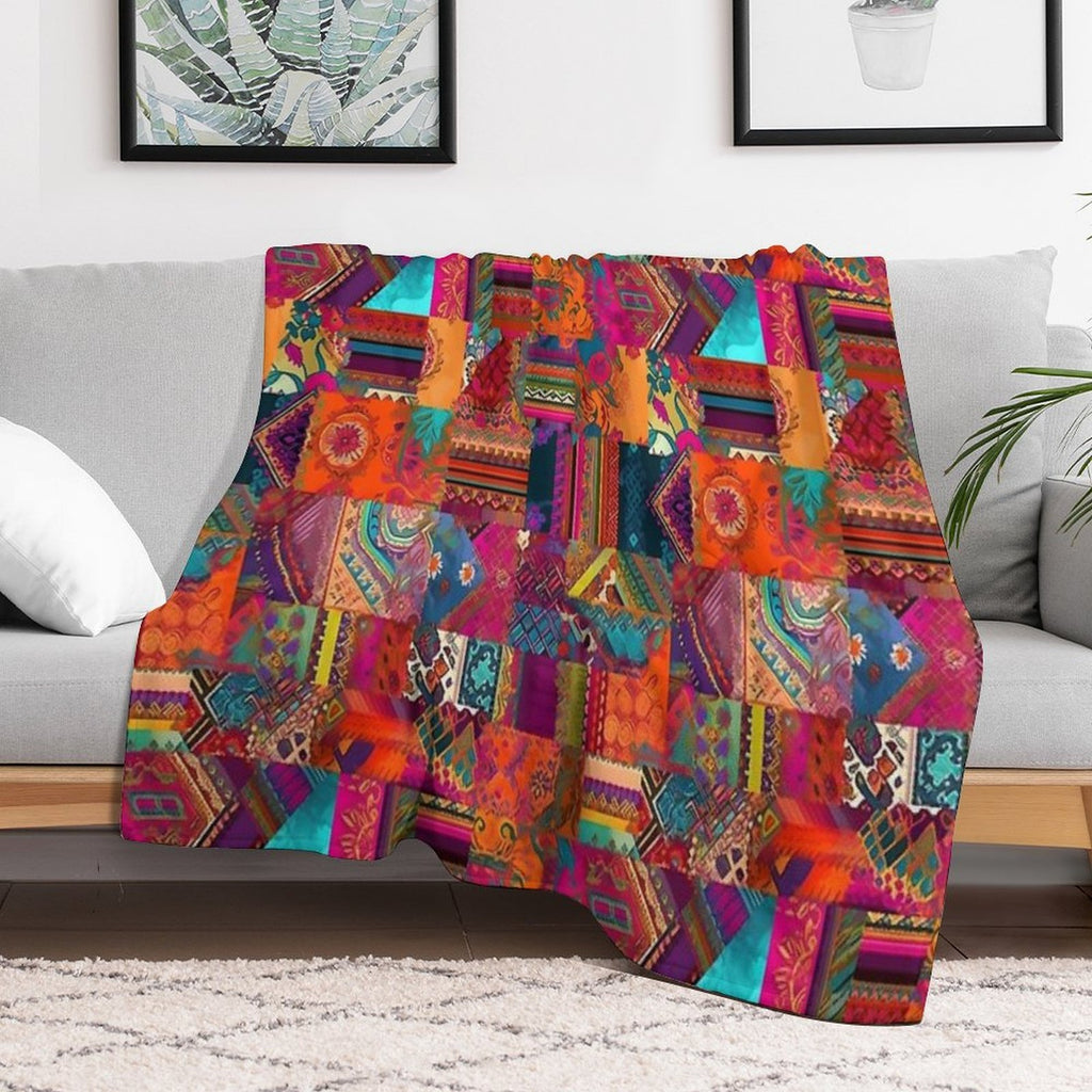 Bohemian Patchwork Style Sustainable Throw Blanket