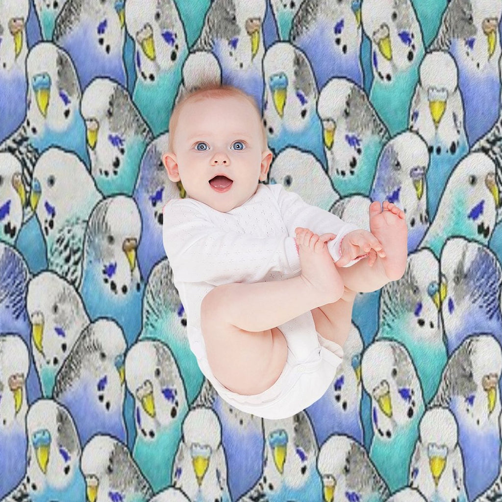 Blue Budgies Parakeet Pattern Multi-functional Throw Blanket