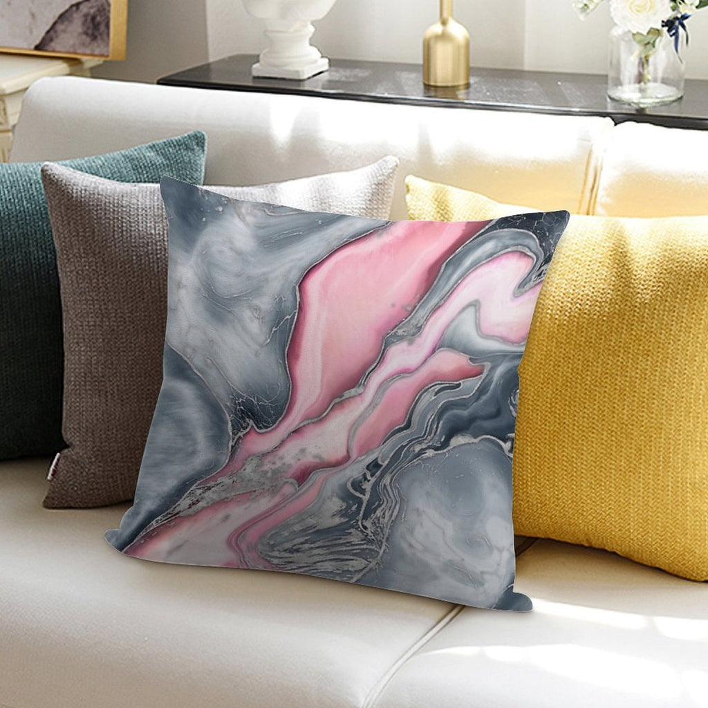 Blush Rose Marble - Pastel Pinks, Grey And Silver Soft Durable Construction Throw Pillow