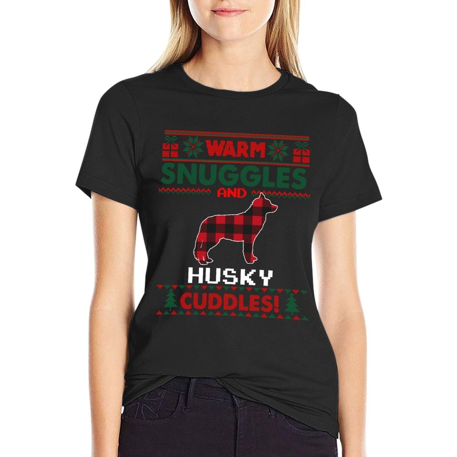 Siberian Husky Christmas Pajama Ugly Christmas Sweater Sweatshirt  Durable T-Shirt