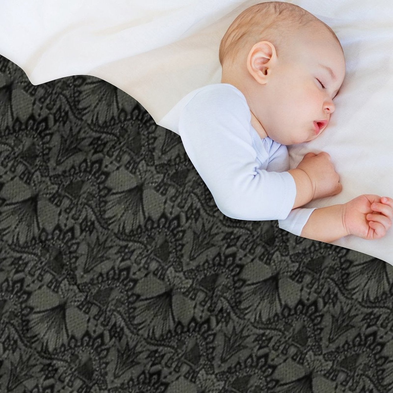 Stegosaurus Lace - Black  Grey Lightweight Throw Blanket