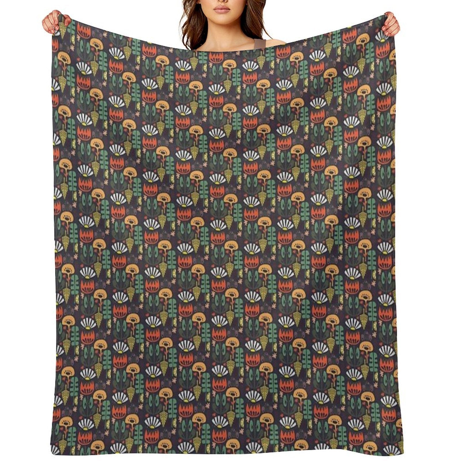 Scandinavian Wildflowers Anti-pilling Throw Blanket