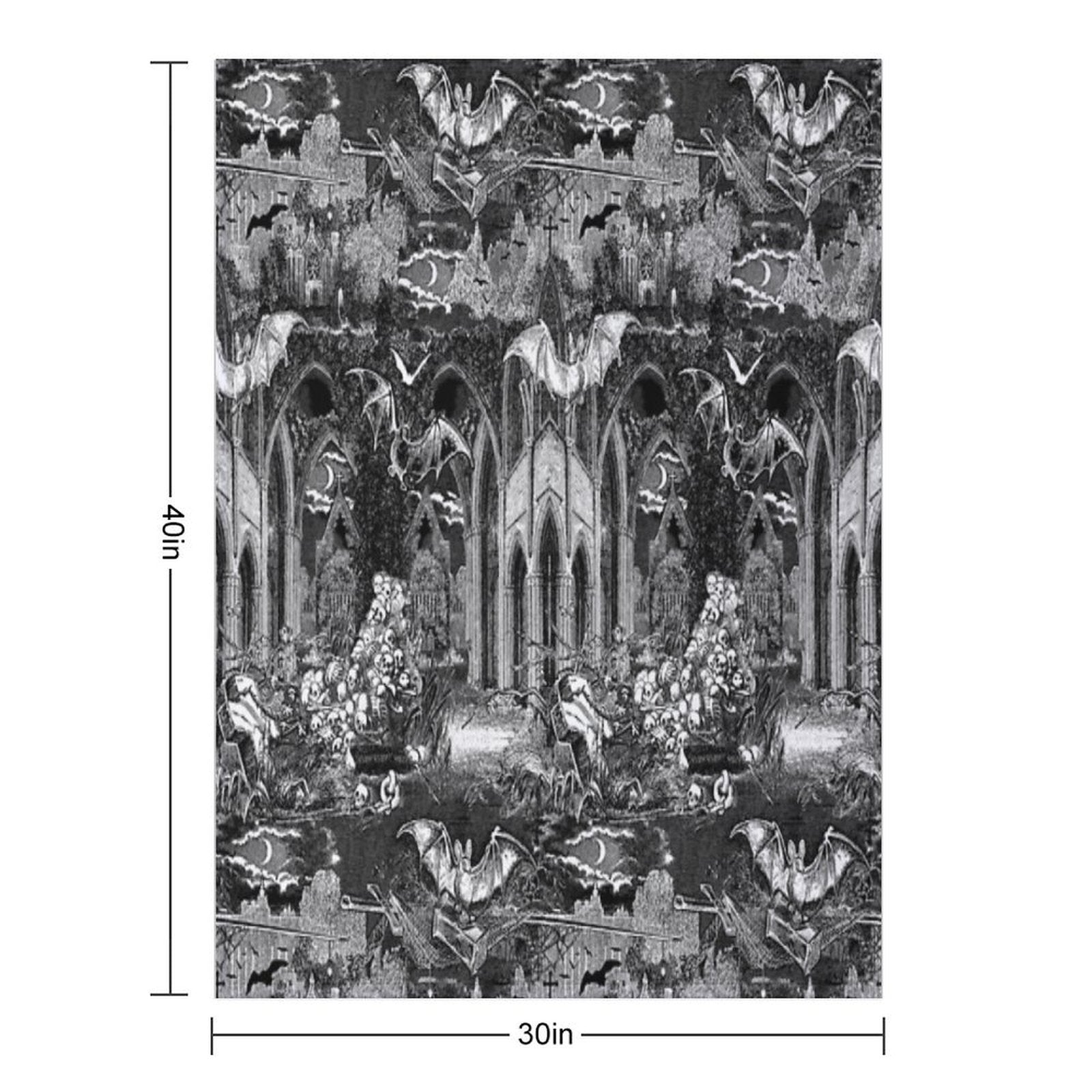 Dark Gothic Vampires Crypt Graves Bats Skulls Pattern by Moose Disco Comfort Throw Blanket
