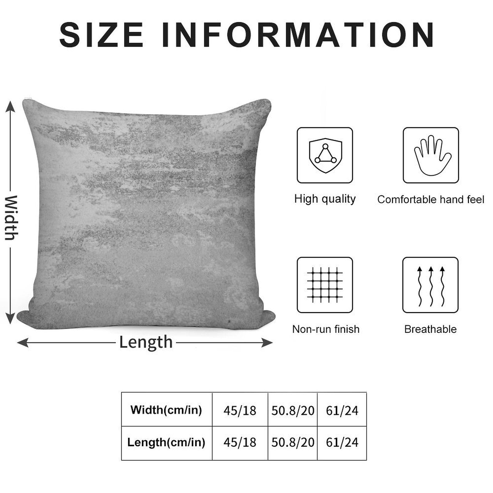 Concrete Texture Solid Grey Gray Colour Soft Washable Throw Pillow