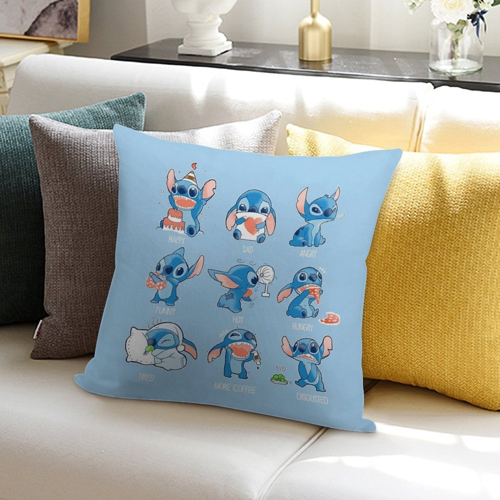 Stitch Emoticon! Soft Multiple Sizes Throw Pillow