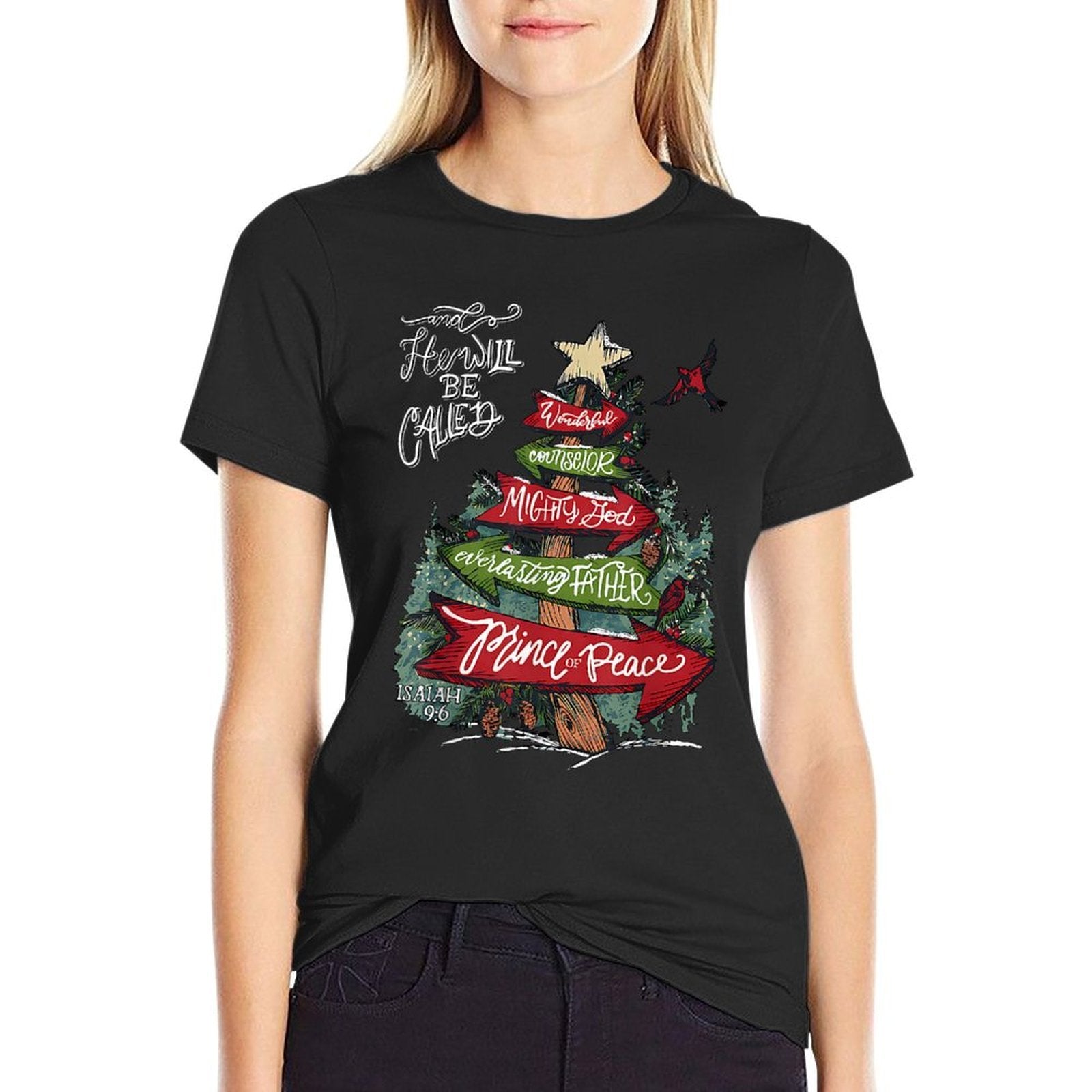 Isaiah 96 And He Will Be Called Jesus Christmas Christian  Rolled Sleeves T-Shirt