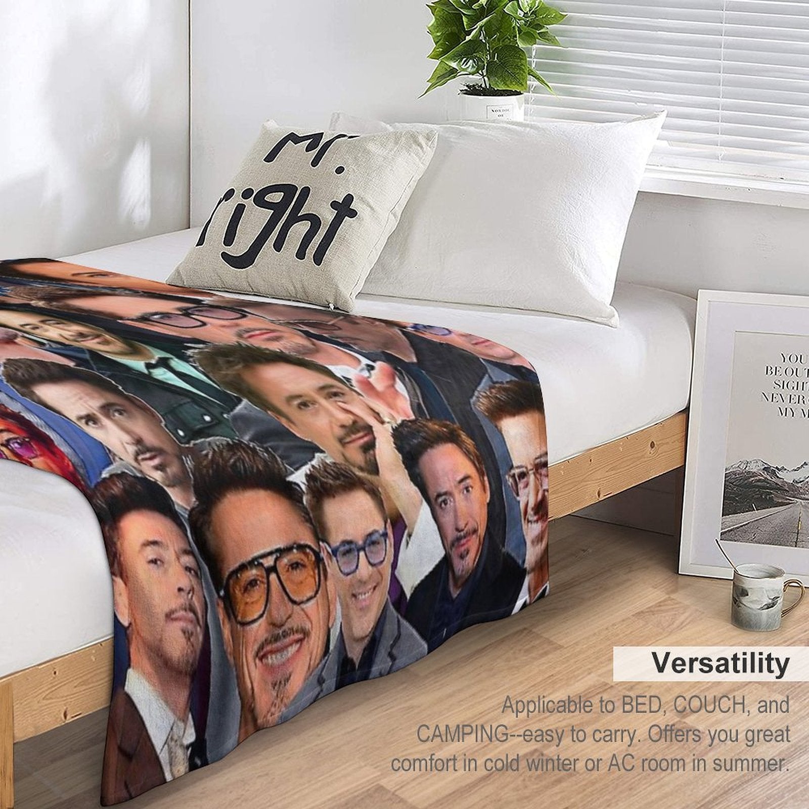 Robert Downey Jr. Photo Collage Plush Throw Blanket