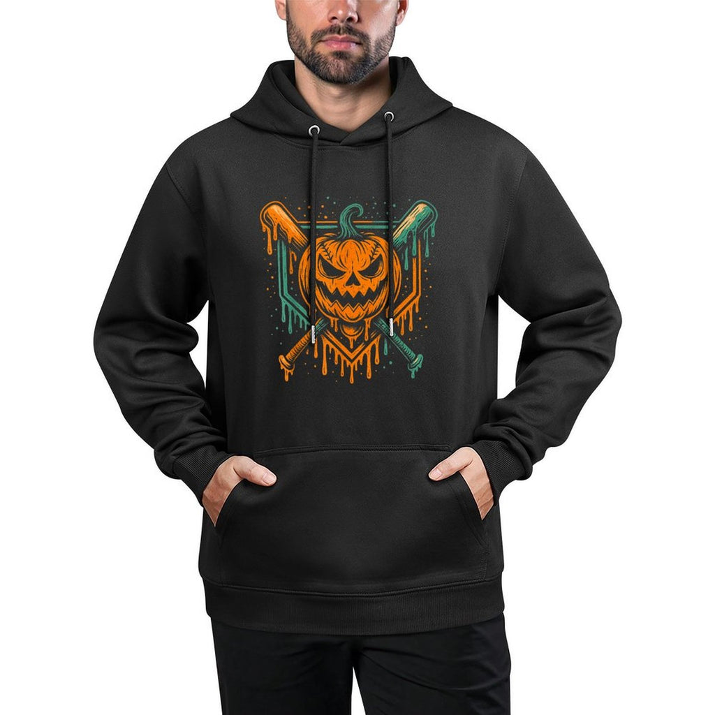 Pumpkin Halloween Baseball Ice Cream Drip Spooky Boys Youth Machine Washable Hoodie