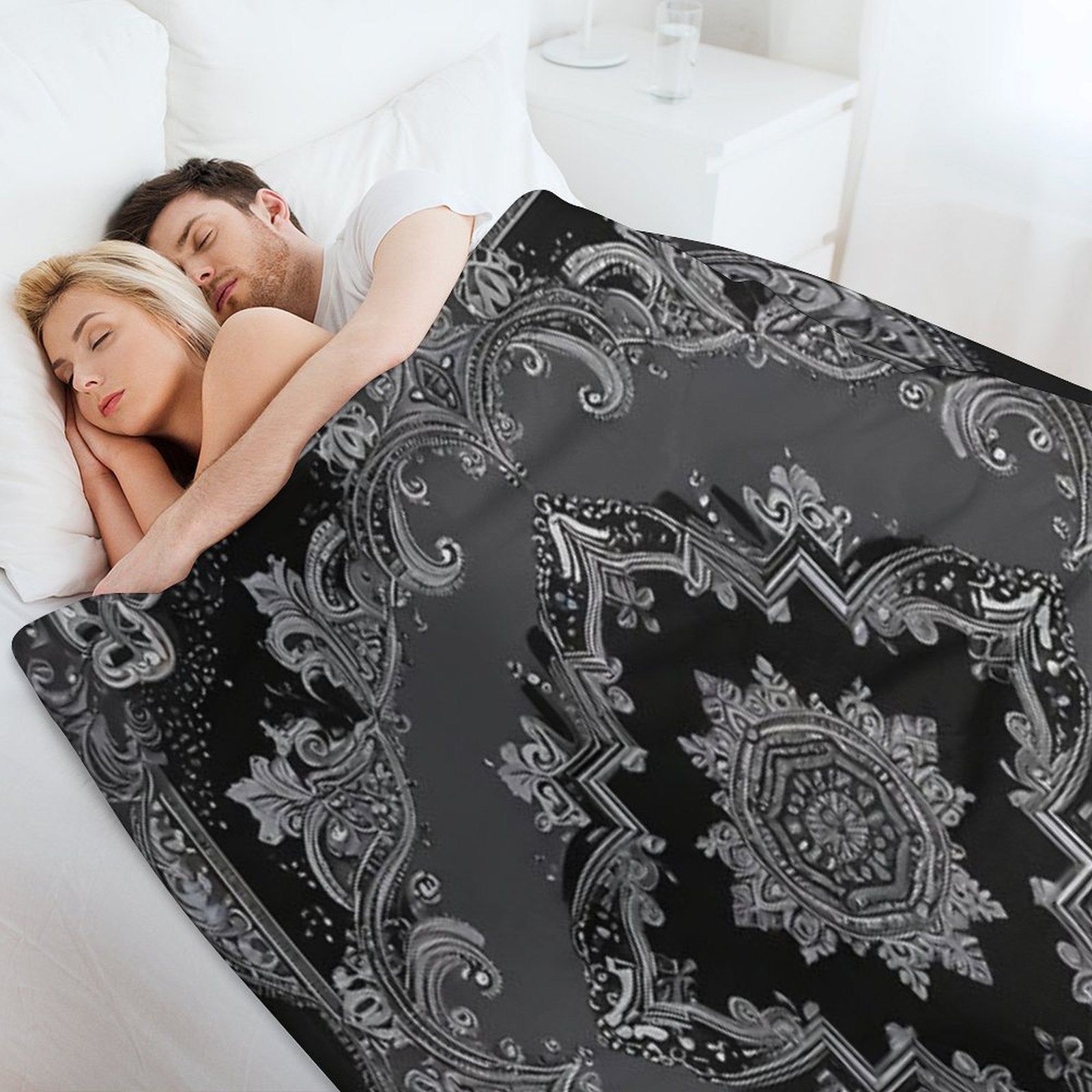 RogerPattern - Timeless Elegance Black & Gray Bandana for Fashion & Home Gift-ready Throw Blanket