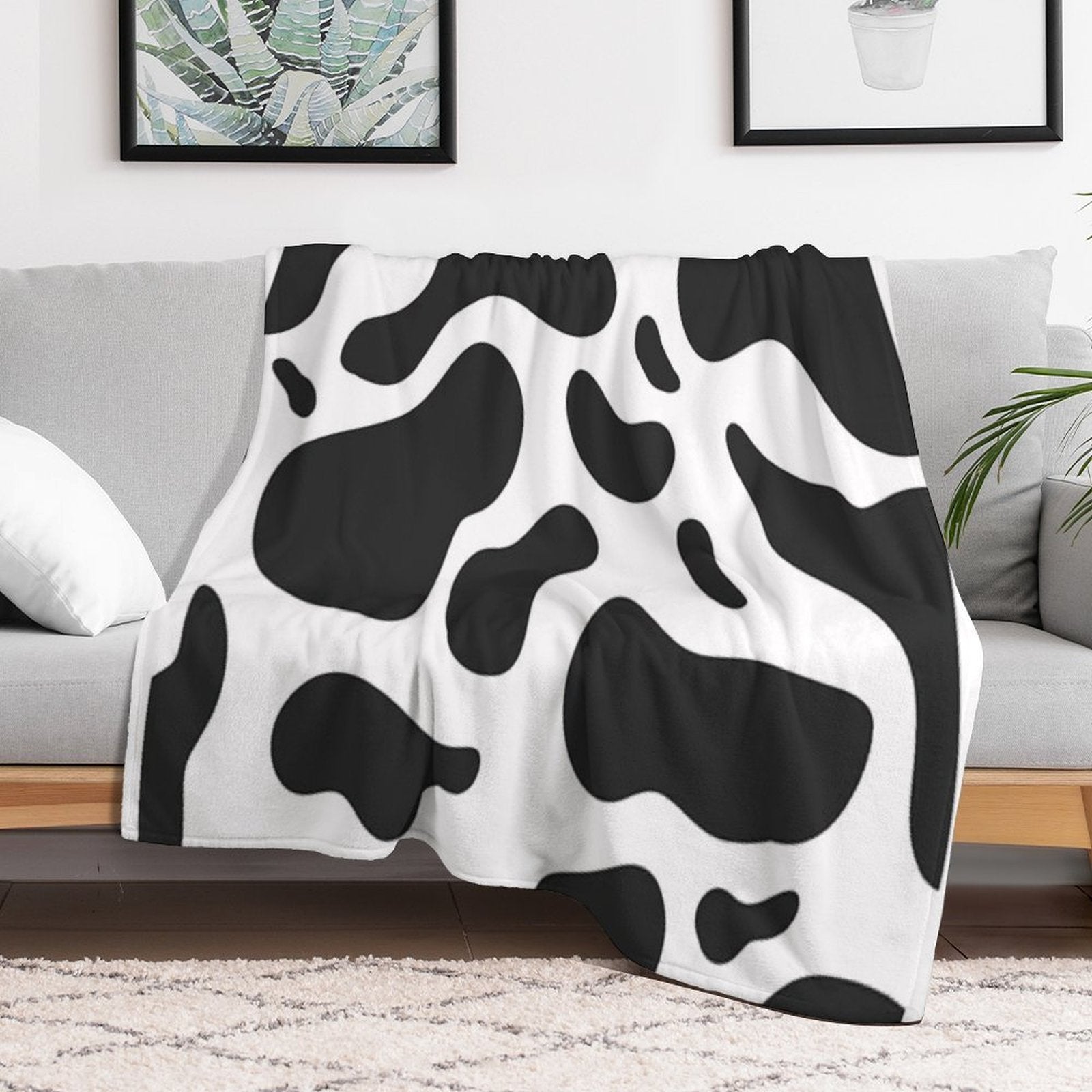 Cow Pattern Plush Throw Blanket