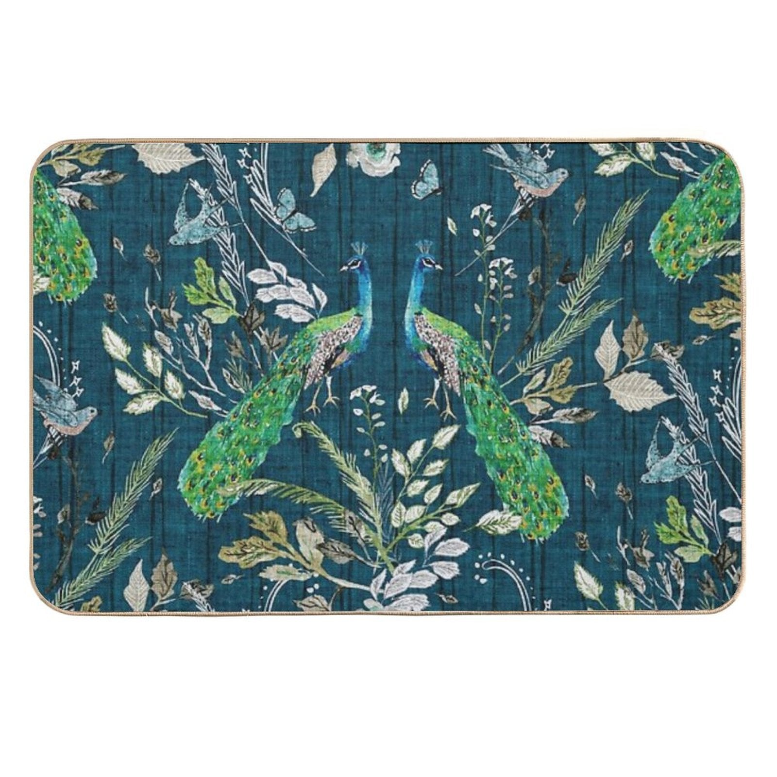 Peacock Chinoiserie (teal)  Odorless Bath Mat