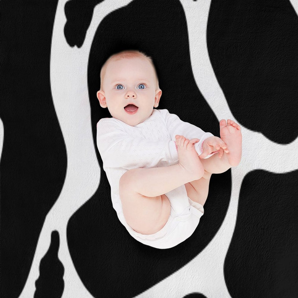 Black White Large Cow Spots Animal Pattern Premium Throw Blanket