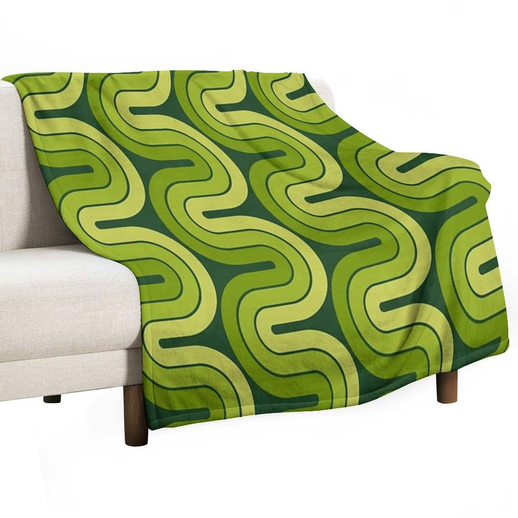 Retro Geometric Gradated Design Avocado Green Wrinkle-free Throw Blanket