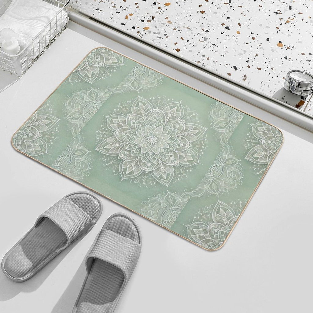 Mandala on Sage Green  Absorbent Bath Mat