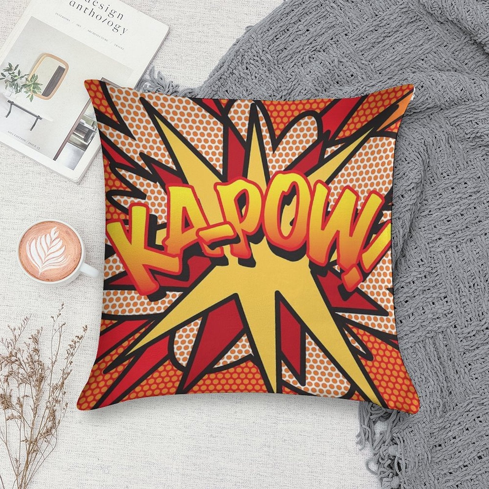 KA-POW Comic Book Pop Art Cool Fun Soft Warmth Comfort Throw Pillow