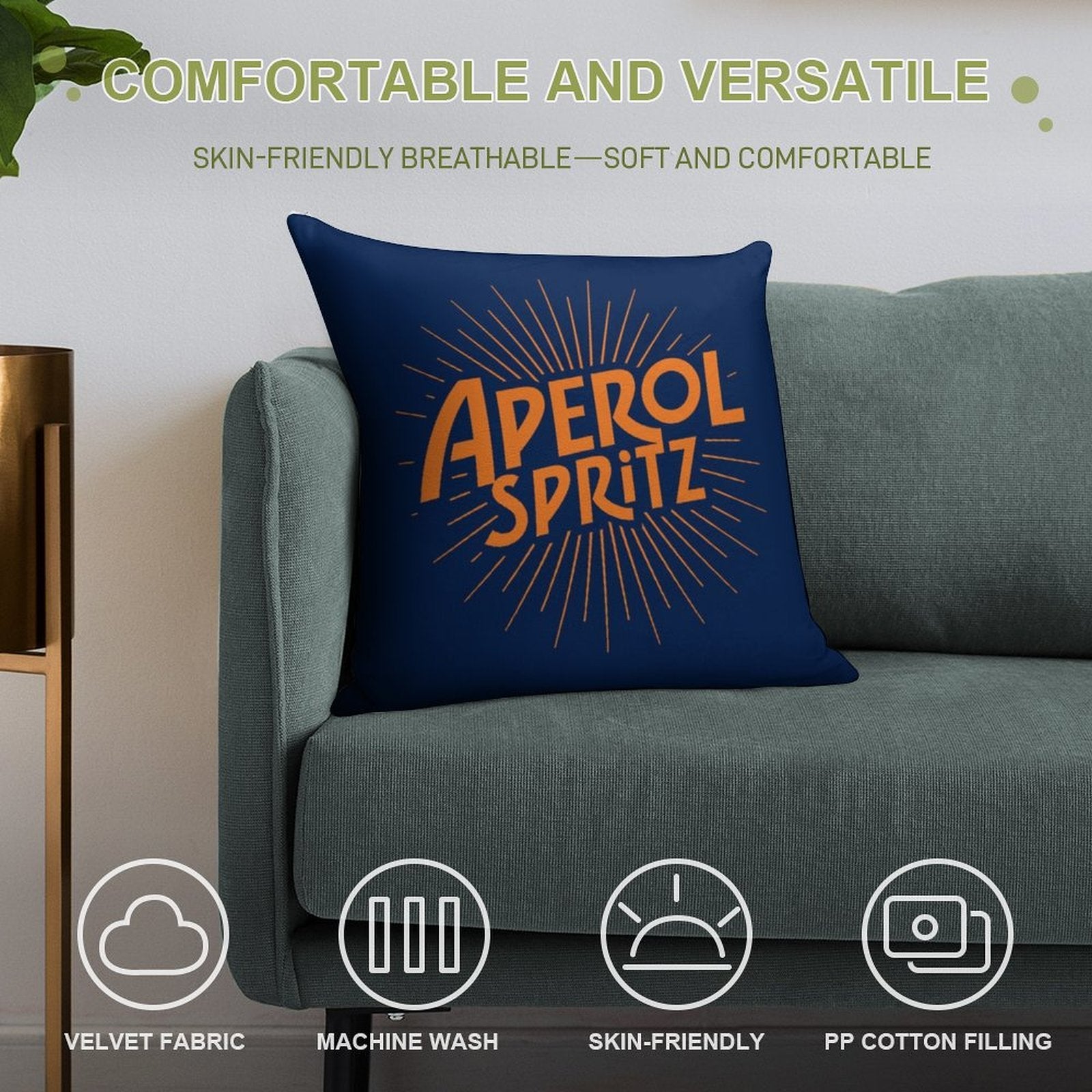 APEROL SPRITZ Soft Ultra-Soft Texture Throw Pillow