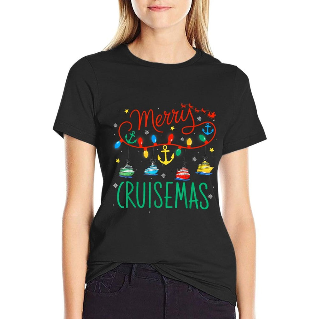 Funny Christmas Family Cruisin Cruise Lover Merry Cruisemas  Oversized Silhouette T-Shirt