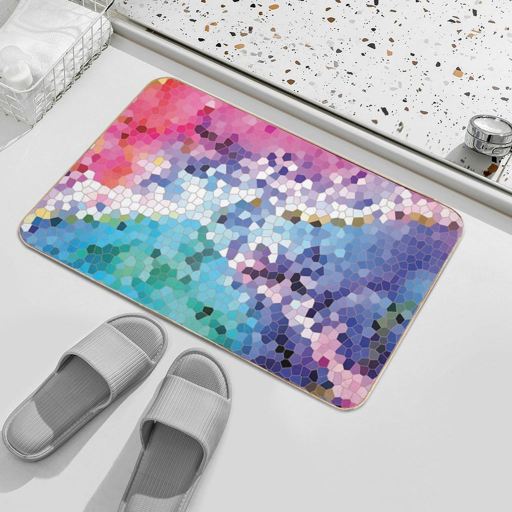 Pink Terrazzo Pattern  Fade-Resistant Bath Mat