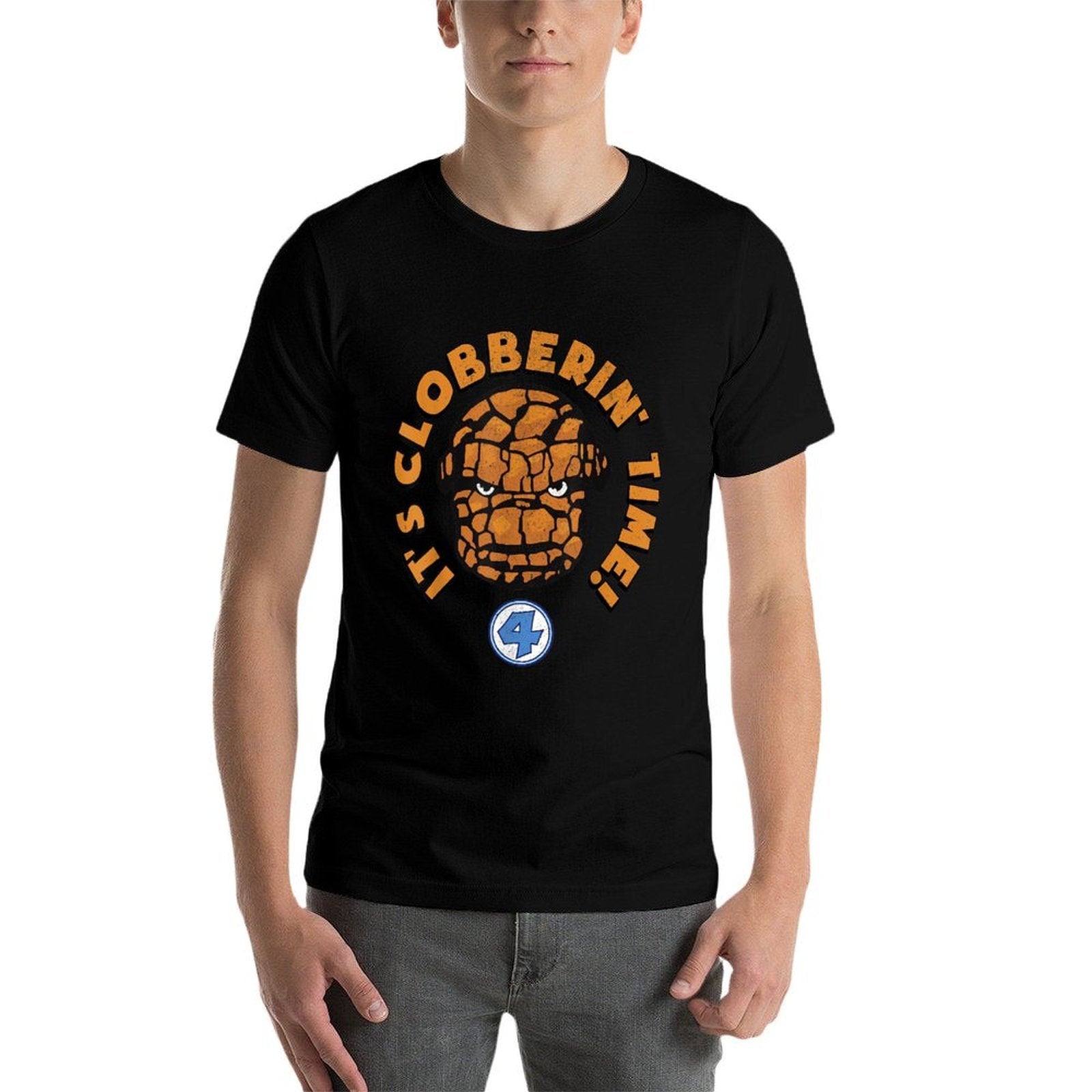 Marvel Fantastic Four The Thing Clobberin Time Big Face  Odor-resistant T-Shirt