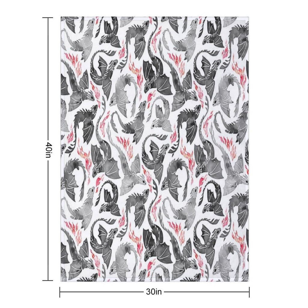 Dragon Fire Greys & Blacks Sustainable Throw Blanket