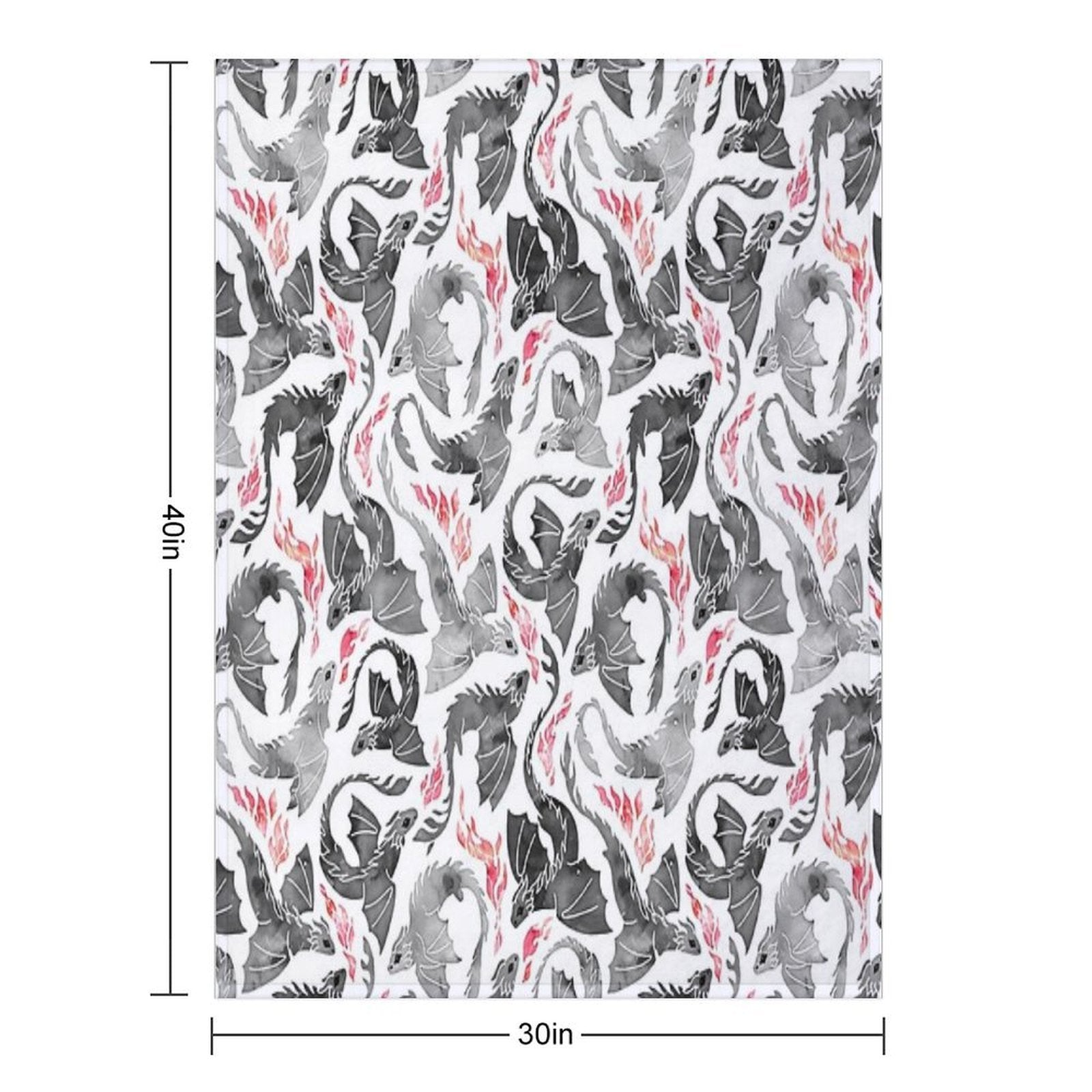 Dragon Fire Greys & Blacks Sustainable Throw Blanket