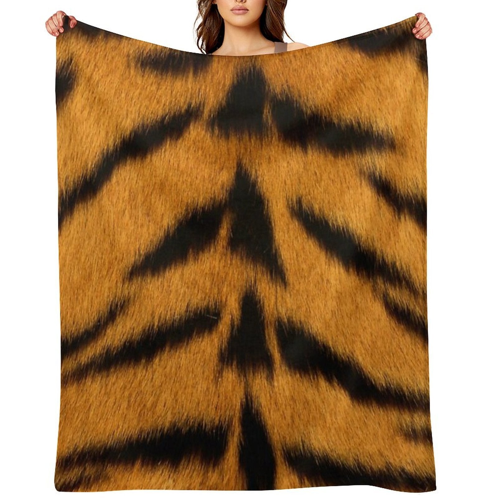 Tiger Print Design Wrinkle-free Throw Blanket