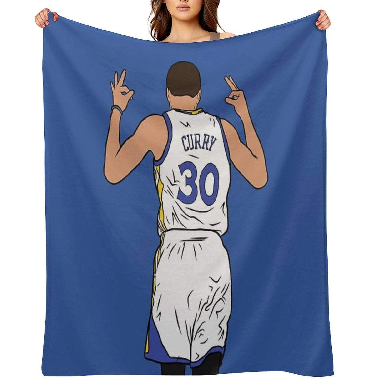 Steph Curry 3 Point Celebration Velvety-soft Throw Blanket