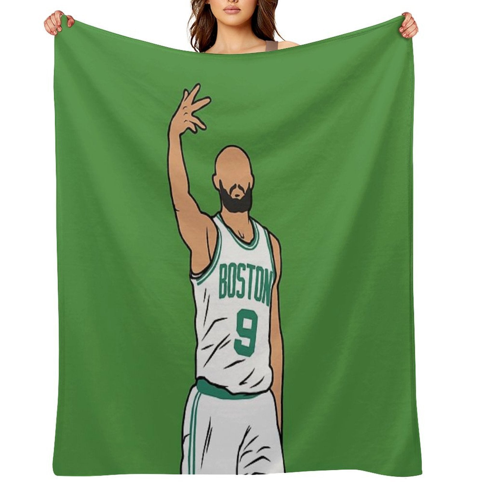Derrick White 3 Point Celebration Eco-conscious Throw Blanket