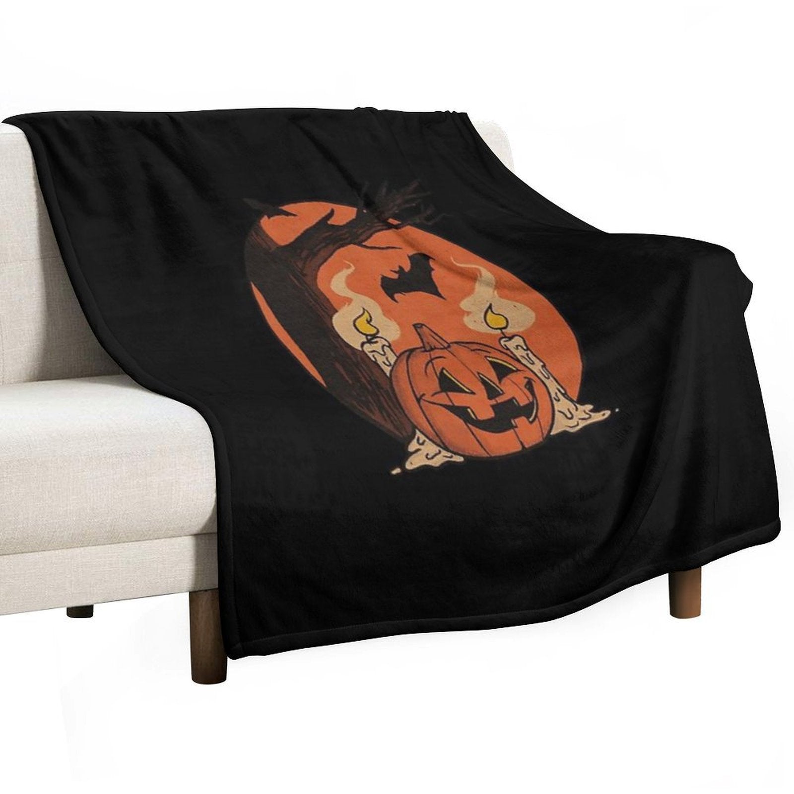 Vintage Pumpkin Scene Halloween Compact Throw Blanket