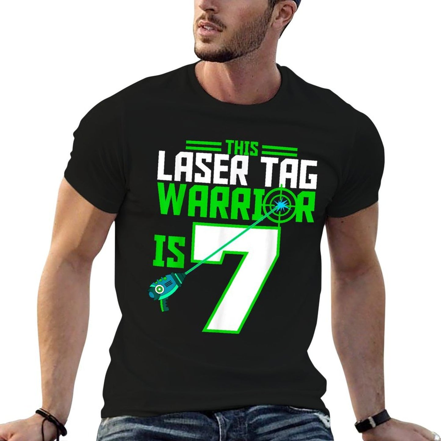 This Laser Tag Warrior Is 7 Gaming Birthday Party  Trendy Pattern T-Shirt