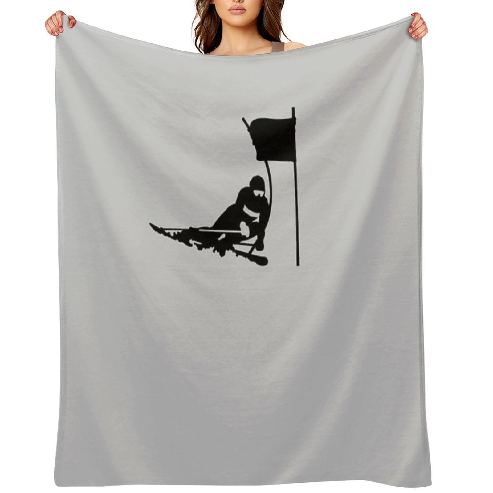 Skier Plush Throw Blanket