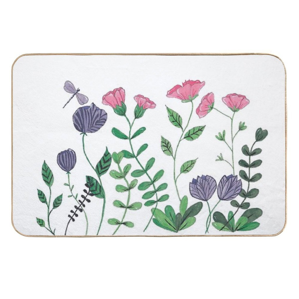 White Whimsy Garden  Easy Maintenance Bath Mat
