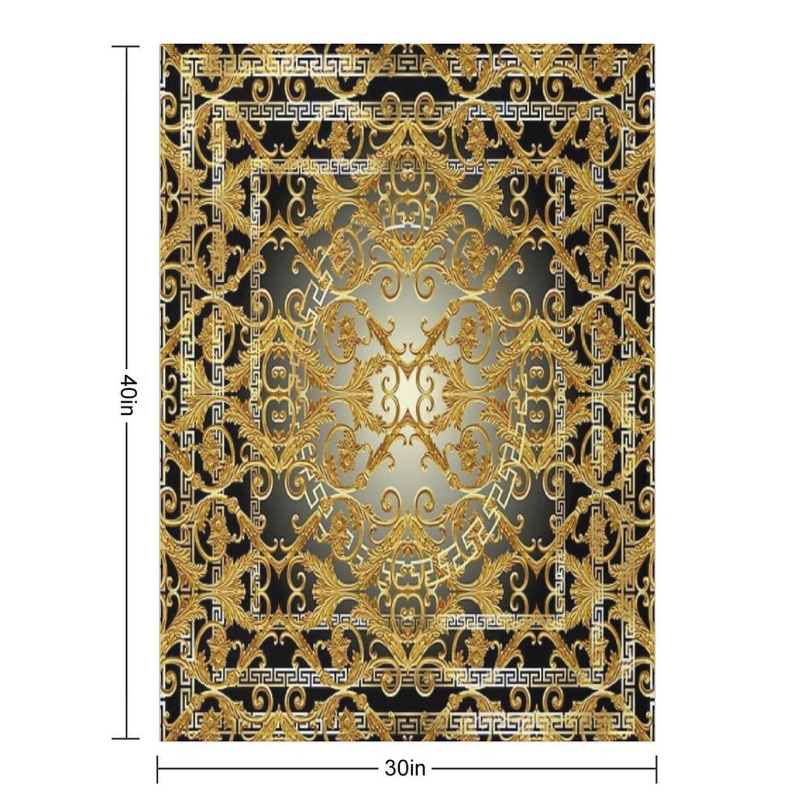 Greek Keys 4 Black Golden Baroque Style Wrinkle-free Throw Blanket