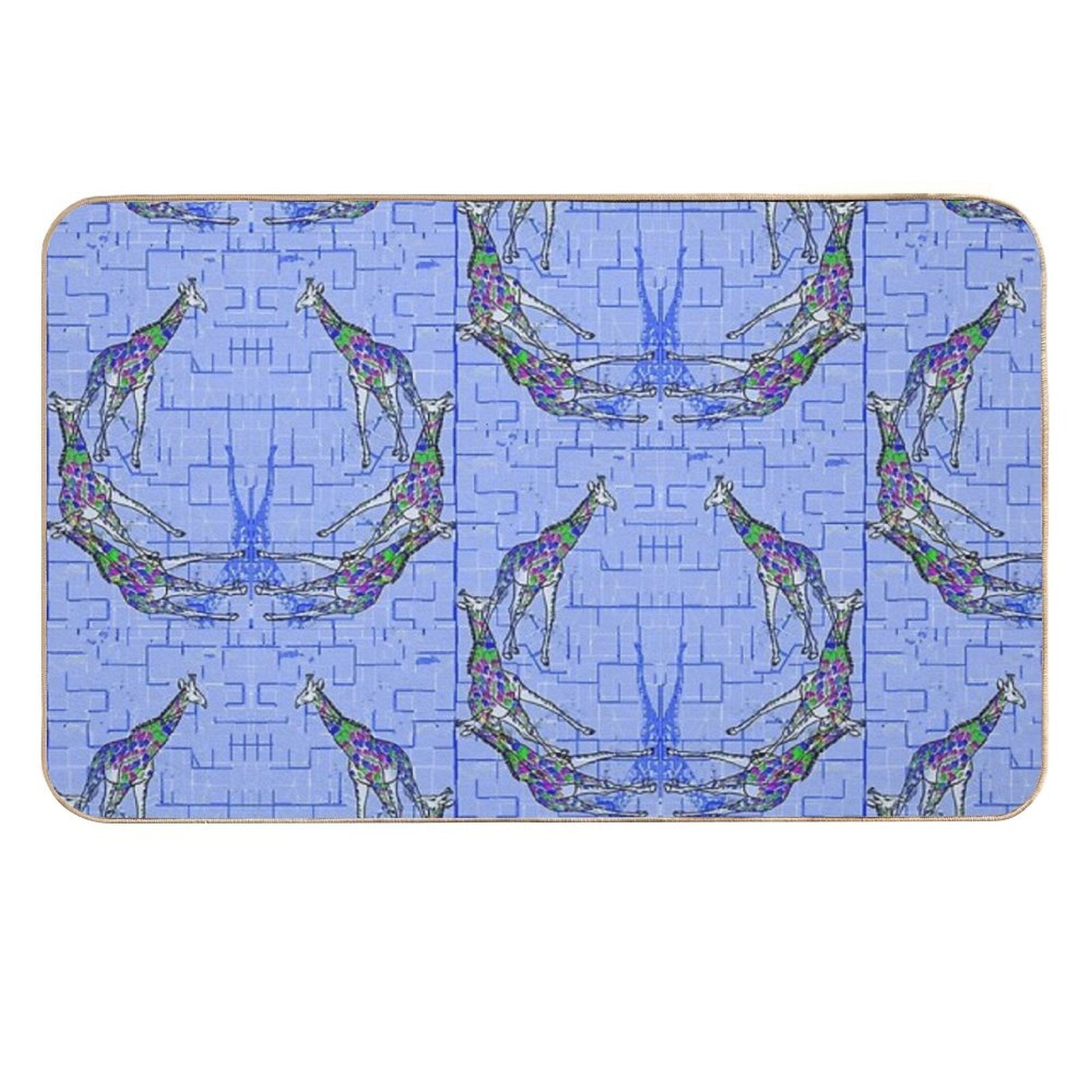 Blue Giraffes  Easy Maintenance Bath Mat