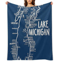 Lake Michigan Map Anti-pilling Throw Blanket