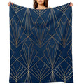 Art Deco in Navy Blue - Large Scale Shrink-resistant Throw Blanket