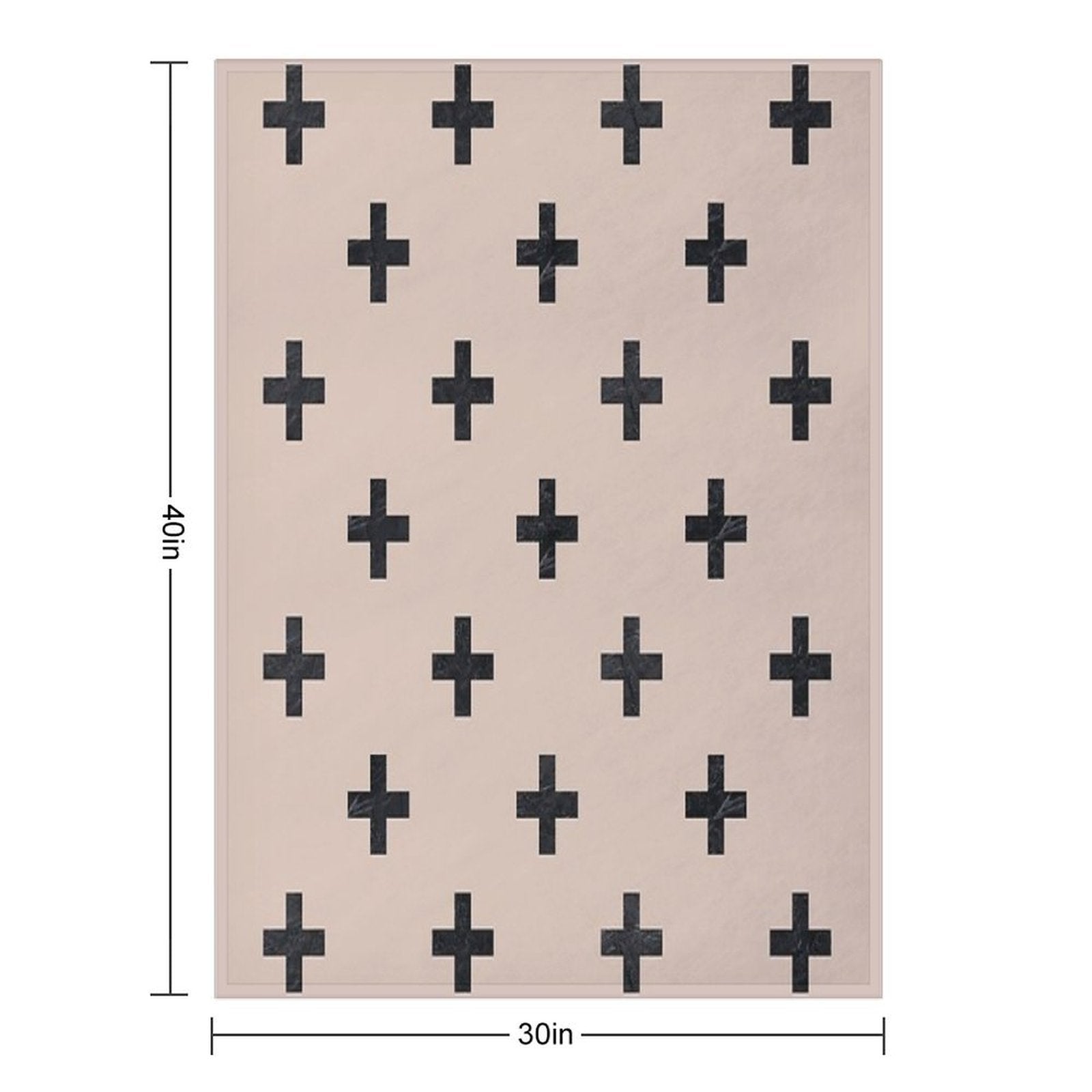 Beige And Black Textured Swiss Cross Pattern Lightweight Throw Blanket