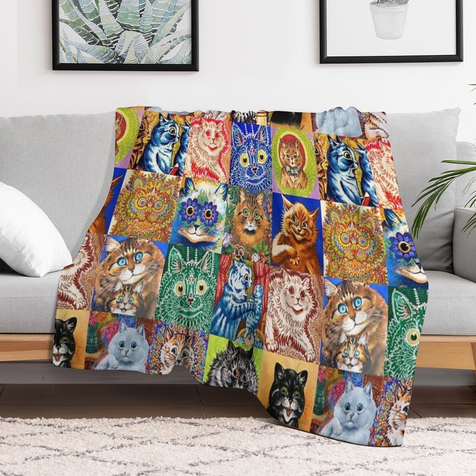 HD LOUIS WAIN - Cats Durable Throw Blanket