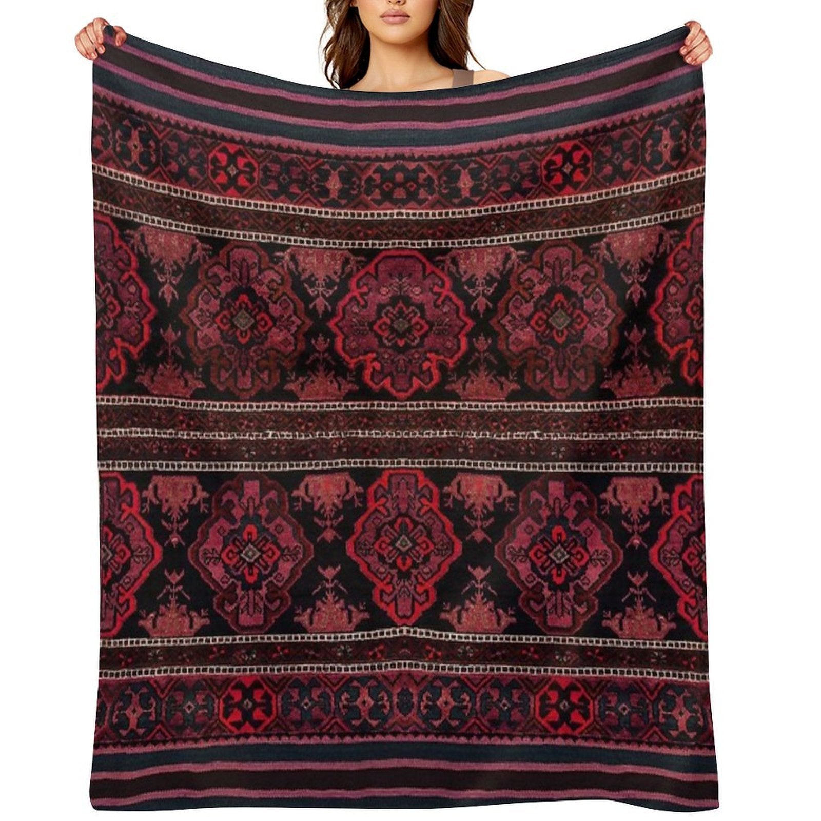 Traditional Moroccan Rug Artwork Comfort Throw Blanket