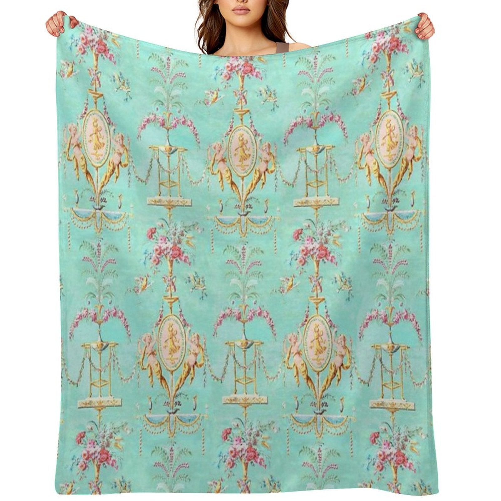 Marie Antoinette French Rococo Paris Pattern Easy Care Throw Blanket