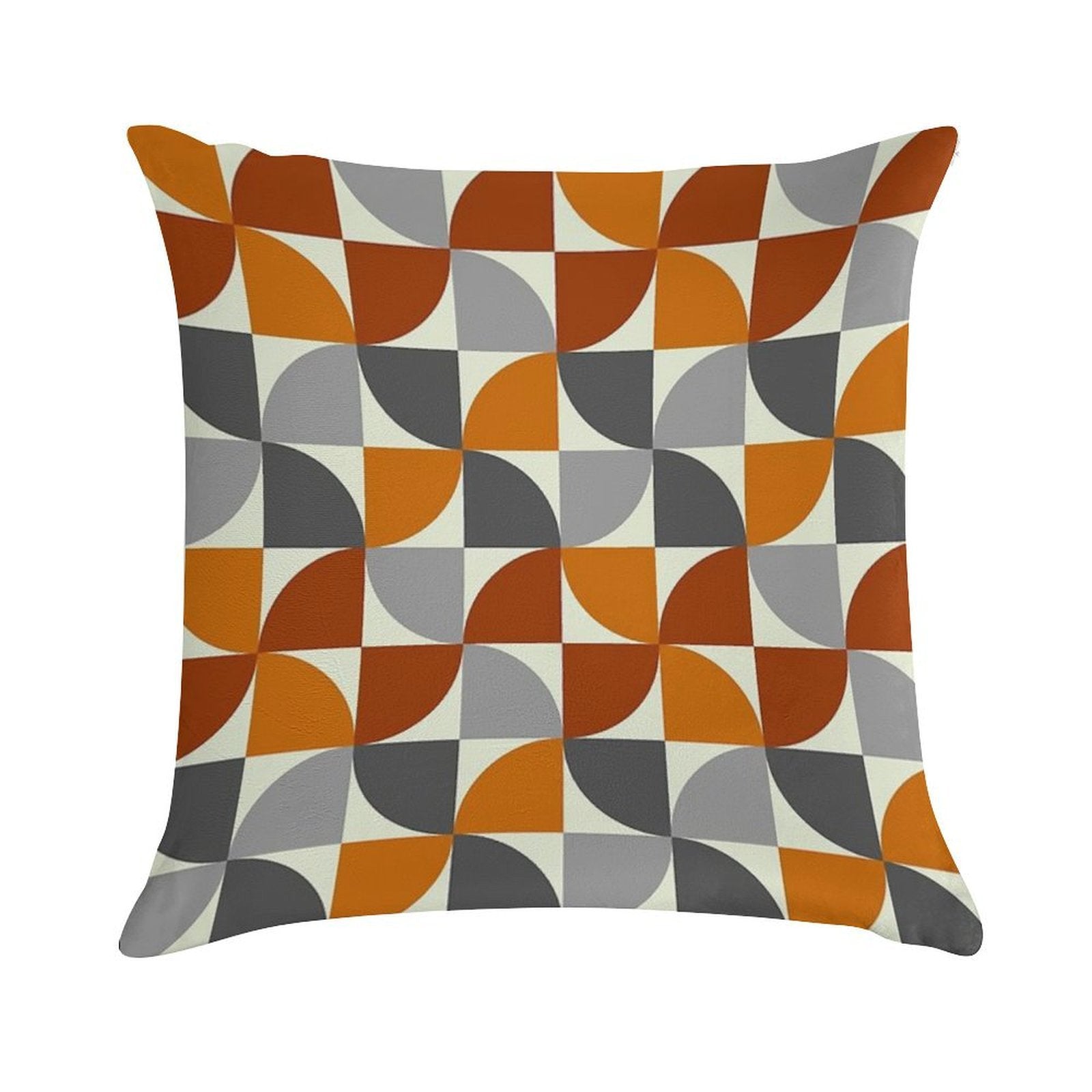 Grey And Orange Mid Century Modern Soft Luxury Feel Throw Pillow