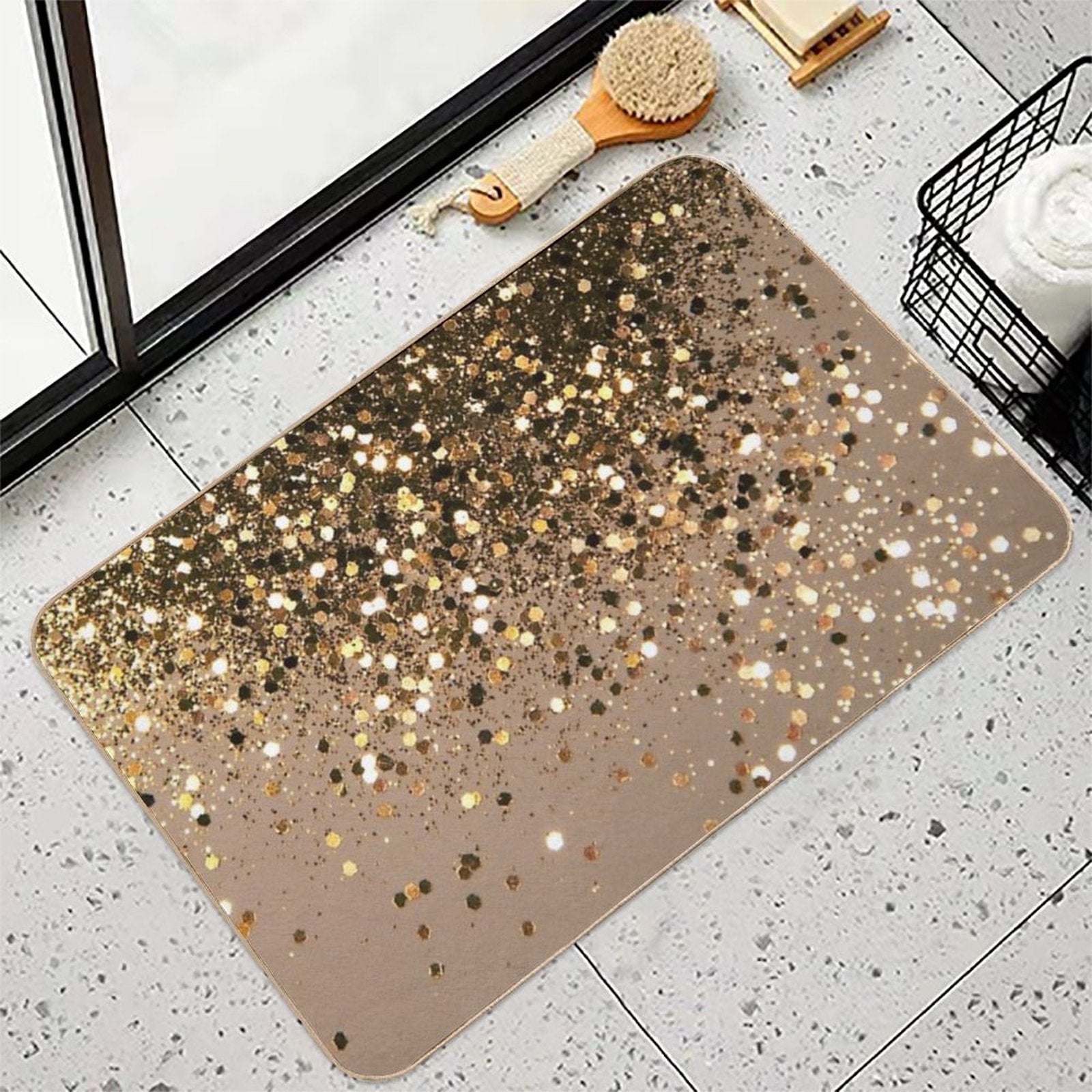 Gold Brown Glam #1 (Photo of Glitter Only - Not Reflective)  Eco-Friendly Bath Mat