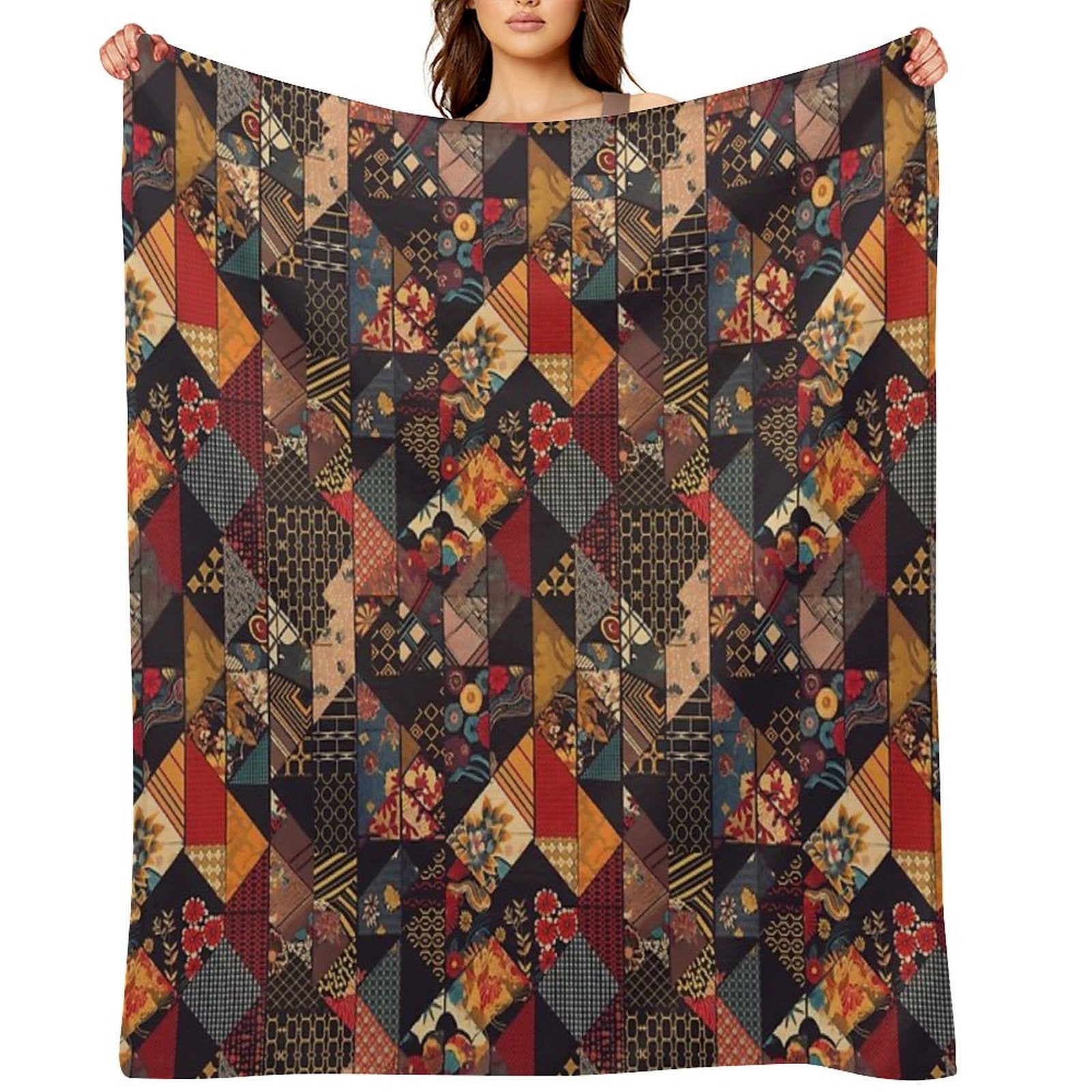Symmetry Flow - Seamless Pattern Furoshiki Design Plush Throw Blanket